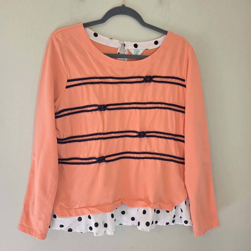 Crown & Ivy Peach Mixed Media Sweatshirt